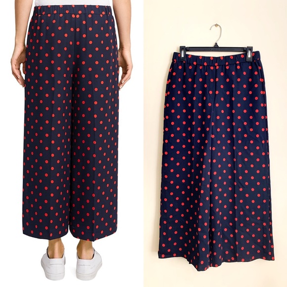 NWT Theory Raoka Silk Polka Dot Pant Navy Blue S - Picture 2 of 8